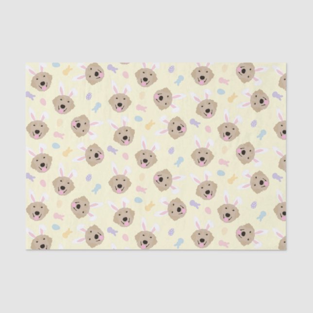 Easter Bunny Golden Retriever Pattern Tissue Paper (Front)