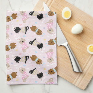 Easter Bunny Goldendoodle Dogs Tea Towel