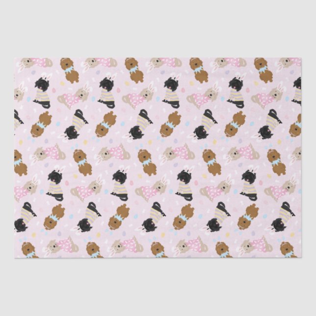 Easter Bunny Goldendoodle Dogs Tissue Paper (Front)