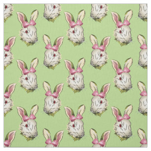 Easter Bunny Graphic with Pink Bow Fabric