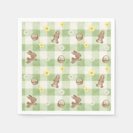Easter Bunny Green Gingham Napkin