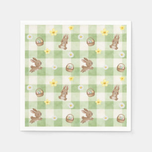 Easter Bunny Green Gingham Napkin