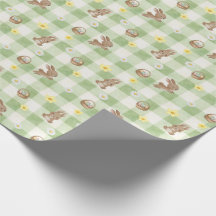 Easter Bunny Green Gingham Wrapping Paper