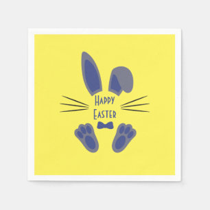 Easter Bunny Happy Easter Blue and Yellow Napkin