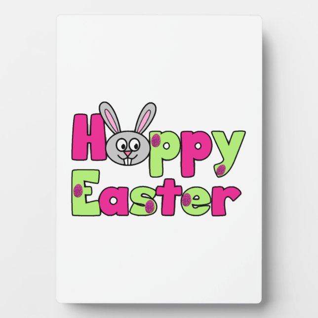 Easter Bunny Happy Easter Eggs Plaque (Front)