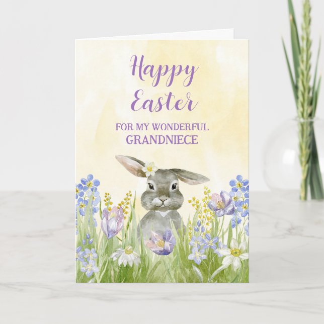 Easter Bunny Happy Easter Grandniece Holiday Card (Front)