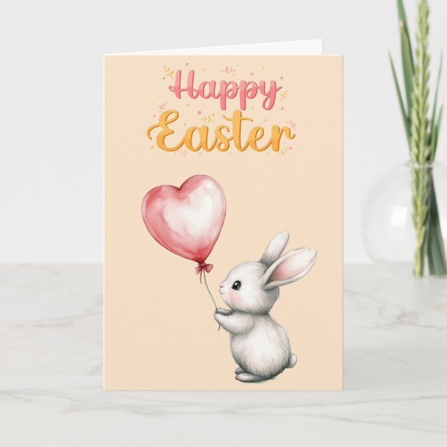 EASTER BUNNY HEART DIGITAL DOWNLOAD CARD (Front)