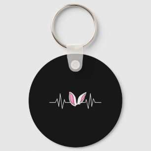 Easter Bunny Heartbeat Rabbit Fun Easter Day Women Key Ring