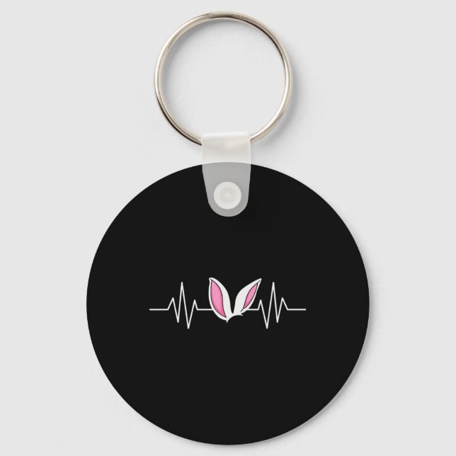 Easter Bunny Heartbeat Rabbit Fun Easter Day Women Key Ring (Front)