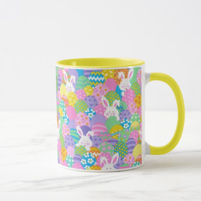 EASTER Bunny Hiding Eggs Cute Yellow Gift Coffee Mug (Right)