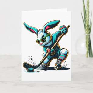 Easter Bunny Hockey Player Rabbit Egg Men Women Bo Card