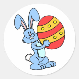 Easter Bunny Holding Colourful Easter Egg Cute Classic Round Sticker