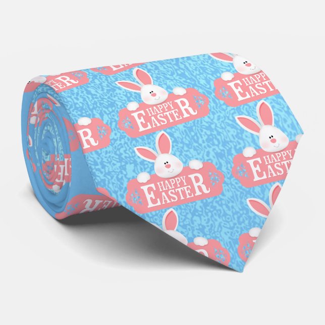 EASTER BUNNY HOLDING SIGN TIE (Rolled)