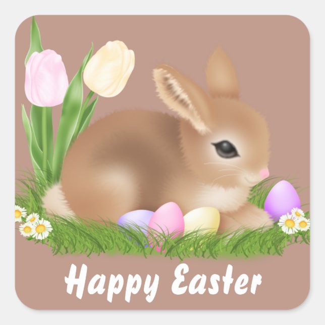 Easter Bunny Holiday fun party sticker (Front)