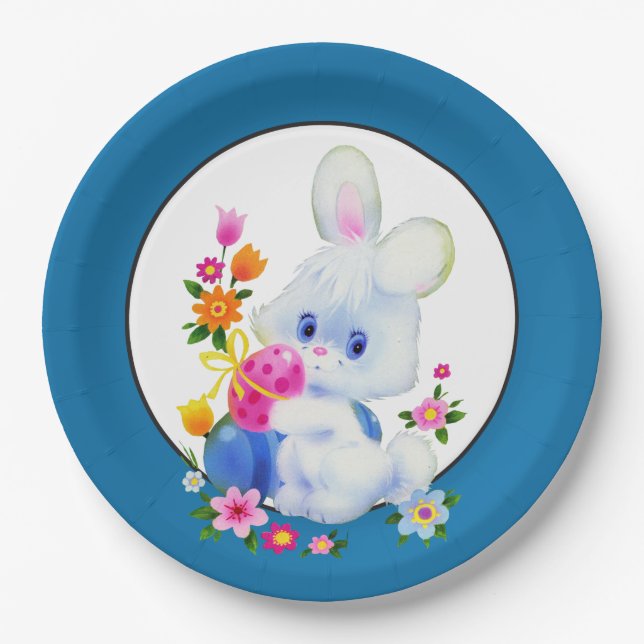Easter Bunny Holiday party paper plate (Front)