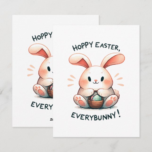 Easter Bunny Hoppy Easter, Everybunny! Holiday Card (Front/Back)