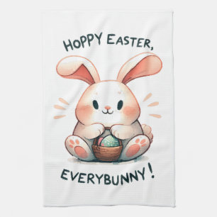 Easter Bunny Hoppy Easter, Everybunny! Tea Towel