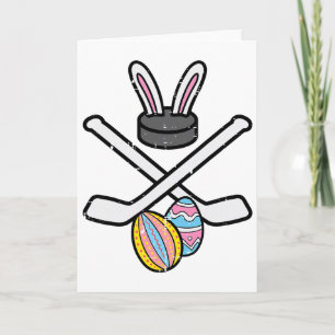 Easter Bunny Ice Hockey Funny Sports Goalie Men Bo Card