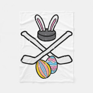Easter Bunny Ice Hockey Funny Sports Goalie Men Bo Fleece Blanket