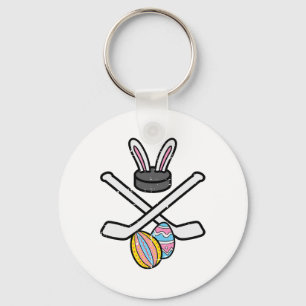 Easter Bunny Ice Hockey Funny Sports Goalie Men Bo Key Ring