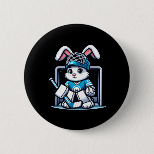 Easter Bunny Ice Hockey Goalie Men Boys Kids Toddl 6 Cm Round Badge