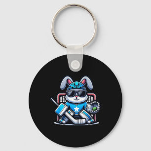 Easter Bunny Ice Hockey Goalie Men Boys Kids Toddl Key Ring