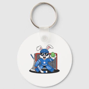 Easter Bunny Ice Hockey Goalie Men Boys Kids Toddl Key Ring