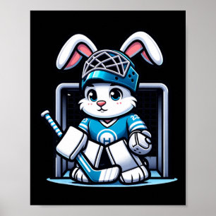 Easter Bunny Ice Hockey Goalie Men Boys Kids Toddl Poster