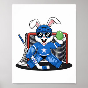 Easter Bunny Ice Hockey Goalie Men Boys Kids Toddl Poster