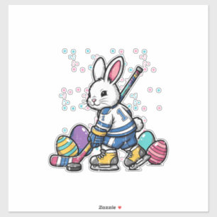 Easter Bunny Ice Hockey Player Eggs Rabbit Boys Ki