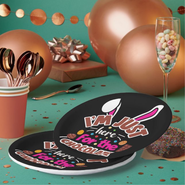 Easter Bunny I'm Just here for the Chocolate Paper Plate (Multi)