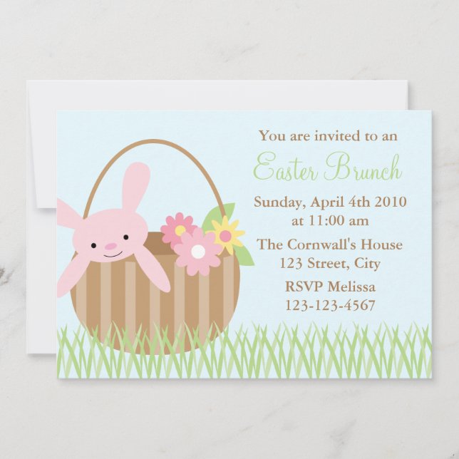 Easter Bunny in a Basket Invitation (Front)