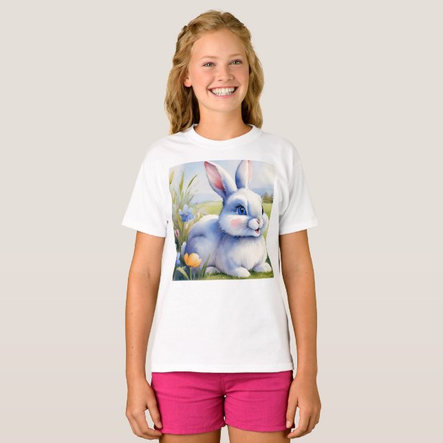 Easter bunny in a garden, Easter T-Shirt (Front Full)