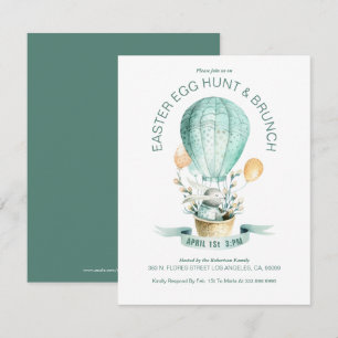 Easter bunny in a hot air balloon thank you card