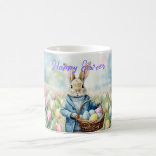 Easter Bunny in a meadow of Tulips Coffee Mug
