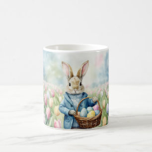 Easter Bunny in a meadow of Tulips Coffee Mug