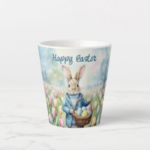 Easter Bunny in a meadow of Tulips Latte Mug
