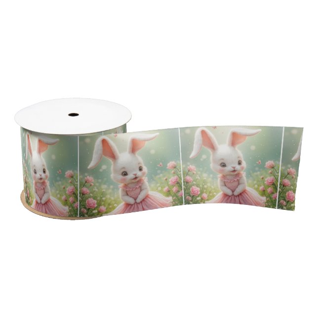 Easter Bunny In a Pink Dress Satin Ribbon (Spool)