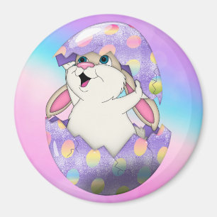 Easter bunny in a polka doted egg magnet
