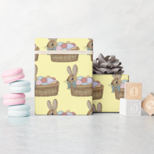 Easter Bunny in Basket with Eggs Wrapping Paper