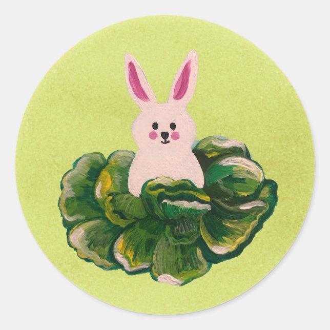 Easter Bunny in Cabbage Sticker (Front)