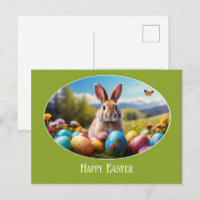 Easter Bunny in Flower Field Illustration - 