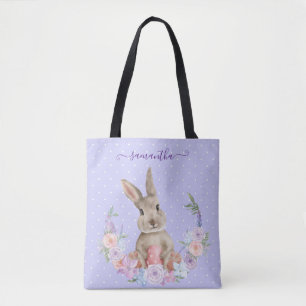 Easter Bunny in Flower Garden with Easter Egg Tote Bag