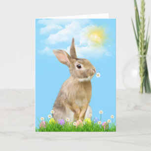 Easter Bunny In Grass Holiday Card