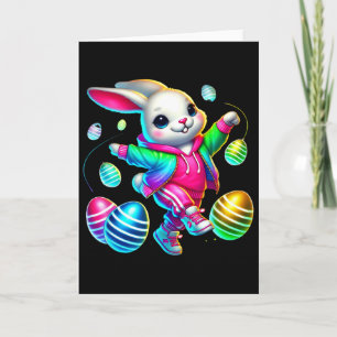 Easter Bunny In Hoodie With Eggs Card