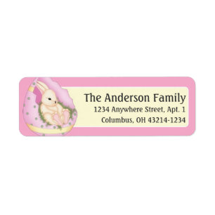 Easter Bunny in Pink Easter Egg Address Labels