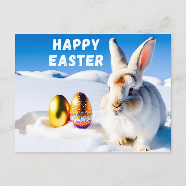 Easter Bunny in Snow Postcard (Front)