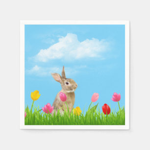 Easter Bunny in Tulips Napkin