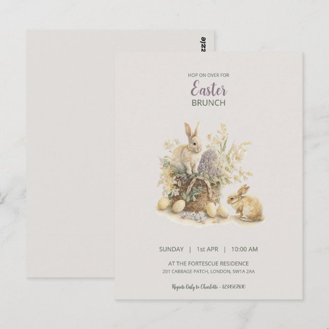 Easter Bunny Invitation Postcard (Front/Back)
