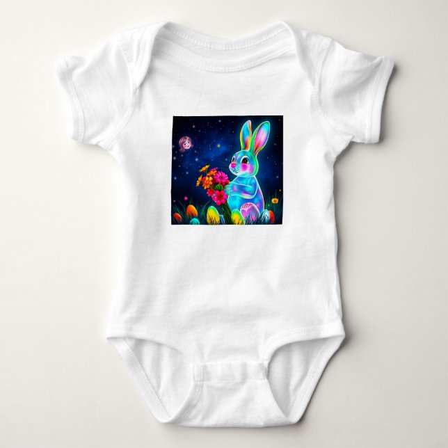 EASTER BUNNY is luminous ~ Easter Joy ~ Baby Bodysuit (Front)
